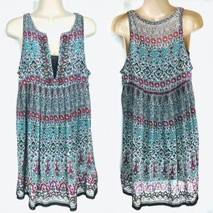 JOIE 100% Silk Printed Notch Neck 2 Piece Dress w Slip Sz S